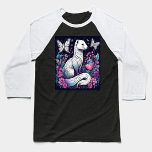 Ferret In Cottage Core and Filigree Style Art Baseball T-Shirt